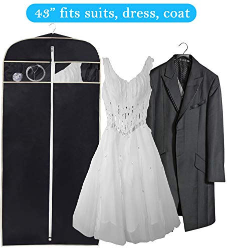 MISSLO 43" Gusseted Travel Garment Bag with Accessories Zipper Pocket Breathable Suit Garment Cover for Shirts Dresses Coats, Black - Image 7