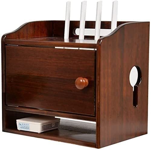 Routeur WiFi cache câble en bois pour stopper le désordre sous la TV
