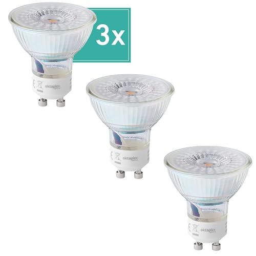 Oktaplex 3er Set Lampe GU10 LED warmweiß 2700K 450lm 2,5W Leuchtmittel 100° Abstrahlwinkel - Effizienzklasse A