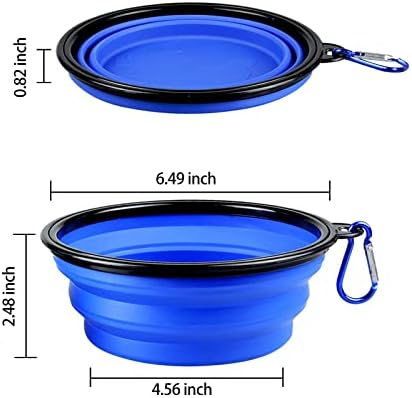 FuninCrea Collapsible Dog Bowl, 2pcs Foldable Travel Bowl Dish 350ml and 650ml Portable Pet Feeding Drinking Dish Silicone Food Water Bowl for Puppy Cat Small and Medium Pet (blue)