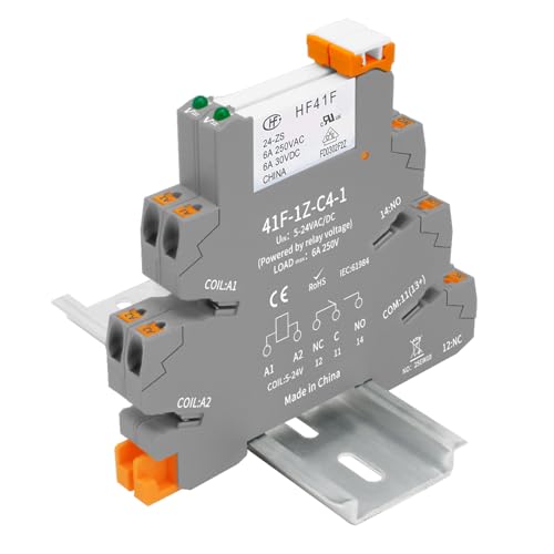 (2pcs) 24V Relays,din Rail,24V Coil dc/ac,Silm,HF41F/24-ZS 5 Pin 1NO 1NC 6A