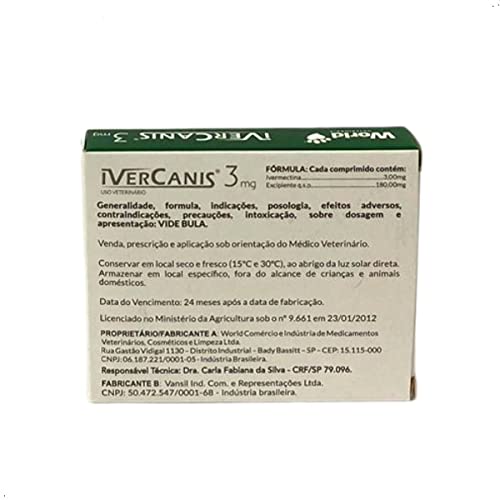 IVERCANIS IVERMECTNA VERMIFUGO PARA CAES 3MG WORLD PET