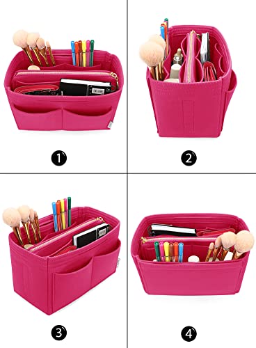 Image of LEXSION Felt Purse Bag Organizer Insert with zipper Bag Tote Shaper Fit Speedy Neverful PM MM, 1-Rosy, Large