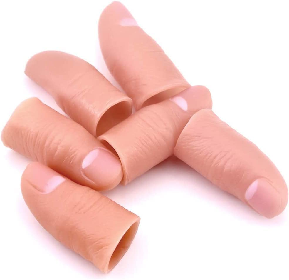 6 Pcs Soft Thumbs False Fingers Fake Thumb Tip Magic Accessories for Vanishing Exchanging and Appearing Magic Tricks