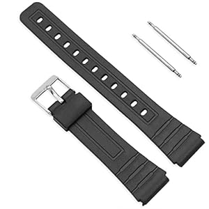 OcioDual Repuesto Correa de Silicona Pasadores Metal Compatible con Reloj Casio F91W F-91W Negro Recambio Resina Resortes