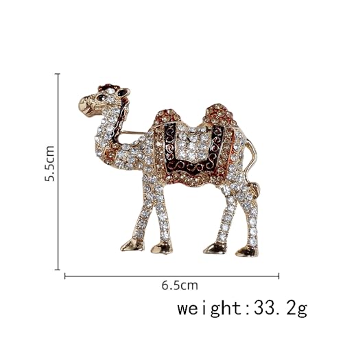 Image of Cute Camel Rhinestones Brooches Lapel Pins for Women Men Teen Girls Funny Sparkly Crystal Cartoon Animal Pin Dress Suit Hat Bag Clothes Accessories Jewelry Party Christmas Holiday Gifts