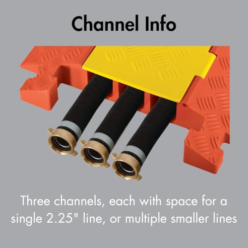 Checkers 3 Channel Industrial Drive Over Cable Protector End Caps for 2.25" Lines, 28k/Axle Load Capacity Hose and Cable Ramp for Heavy Duty Equipment, Made in The USA, Orange, CPEC3X225-O