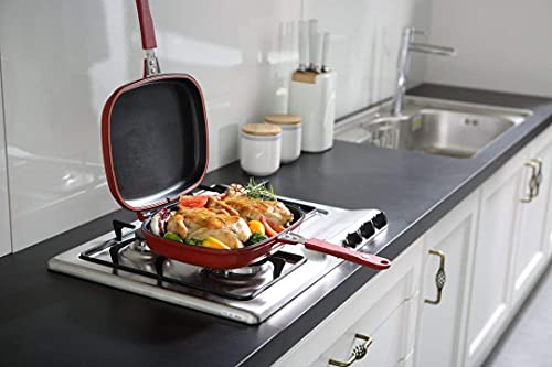 Image of MotiBa Happy Call Double Sided Nonstick Grill Pan, Aluminum Sandwich Maker, Cooking Pancake, Multifunctional Baking for Toaster Breakfast Omelette (1 Pc)