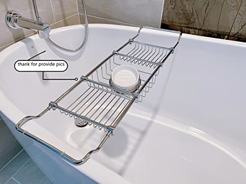 Magionline Brass Over Bathtub Racks Expandable Bath Caddy For The Elegant Tub Chrome Polished #TOP5