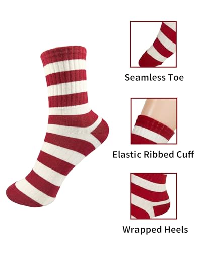 Image of Womens Ribbed Knit Socks Cotton Athletic Running Casual Crew Socks