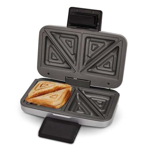 Cloer 6259 Sandwichera, 900 vatios, para 2 tostadas divididas en diagonal, tostadas americanas, para llenado XXL, revestimiento antiadherente, luz para hornear