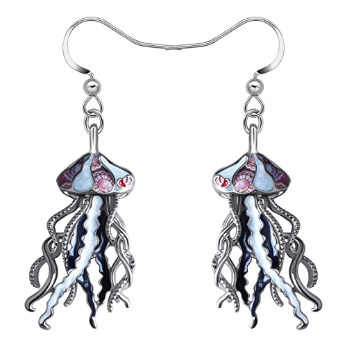 Newei Cute Enamel Whale Octopus Jellyfish Shark Earrings Dangle Jewelry For Women Girls Sea Animals Gifts (Black Jellyfish) #TOP15
