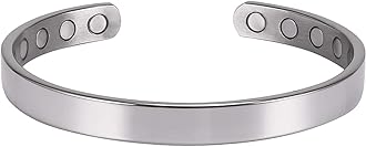 MagnetRX® Magnetic Bracelets for Men & Women - Elegant Bangle Men’s Cuff - Golf/Tennis Elbow & Balance, Stainless Steel Magnetic Bracelets for Women (Polished Silver | Medium)