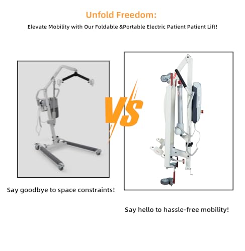 Medihoist F1 Foldable Hoyer-Lift For Home Use•Portable Electric Patient Transfer Lift•500Lbs Body Transfer Lift•Installation Free•2 Kind Of Sling Included thumb #2
