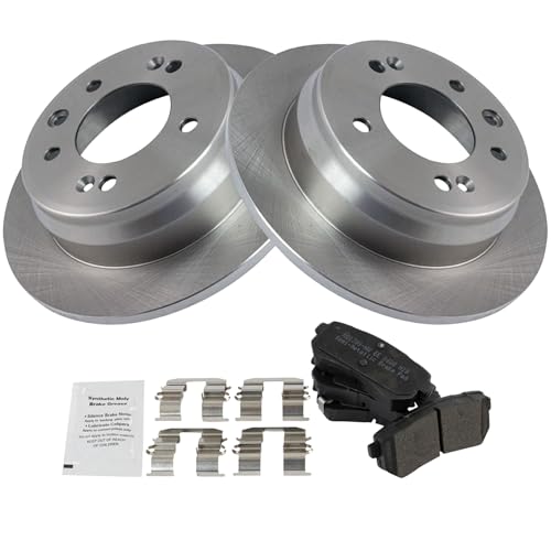 Image of TRQ Rear Brake Pad and Rotor Set Semi Metallic Solid Rotors | For 2010-2015 Hyundai Tucson Front Wheel Drive 2011-2016 Kia Sportage Front Wheel Drive