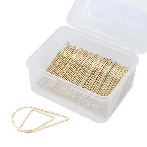 60 Pieces Gold Paper Clips Drop-Shaped Large Stainless Steel Teardrop Paper Clips for Office School Supplies Wedding Invitations Scrapbooking Bookmarks Kids Women Planners (2 inch/50 mm) by DEEDYGO