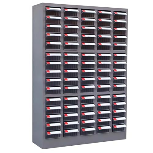 Organizzatore di parti – Armadio in acciaio inox con 100 cassetti ed etichette per l'organizzazione di attrezzi e ferramenta in officina o garage