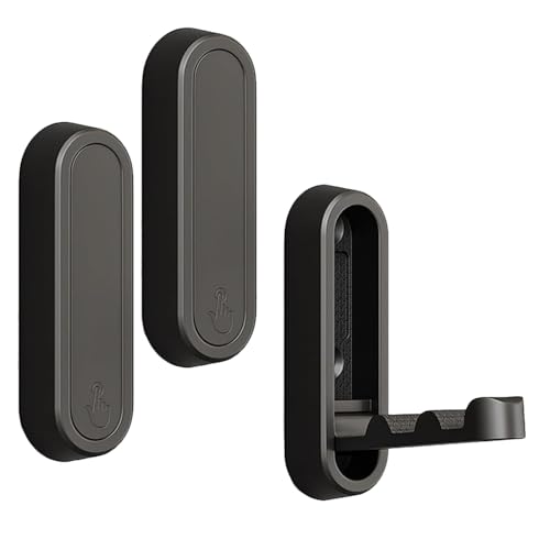 miyonsin Ganchos de pared plegables, percheros multifuncionales para dormitorio, baño, armario, sala de estar, ganchos de pared de alta resistencia para toallas, ropa (negro, 2 unidades)