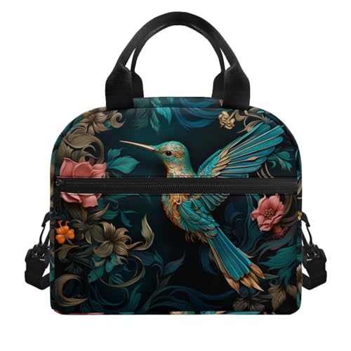 Bivxisrvo Hummingbird Rose Lunch Bag with Double Containers