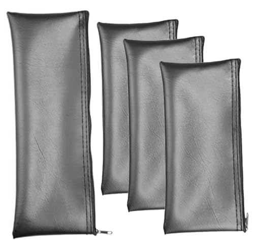 4 Pack Microphone Storage Bag Portable Mic Pouch Leather for Gym Zipper Small Case