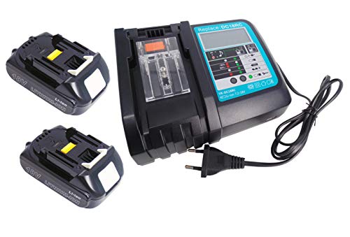Reemplazo para 3A cargador rápido de interfaz USB con 2pcs batería 18V 1500mAh para Makita BL1840 BL1830 BL1815 BFR450RFEX BHP452SHE BTD142SHE BUB182Z BTL061Z BCF201Z