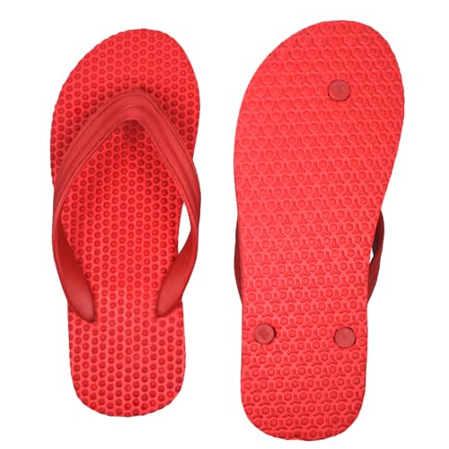 Image of POLITA Men Stylish Health red Accupressure Flip Flops Hawai Chappal for Home Daily Use