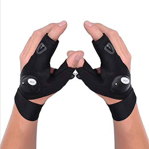 Lioobo luvas de LED sem dedos para uso ao ar livre, trabalhando na escuridão, caminhadas, acampament
