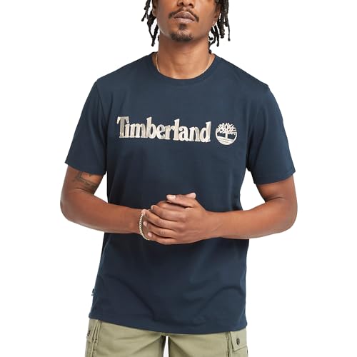 Timberland Mens 'Kennebec River' Camo Linear Logo T-Shirt (Dark Sapphire) M