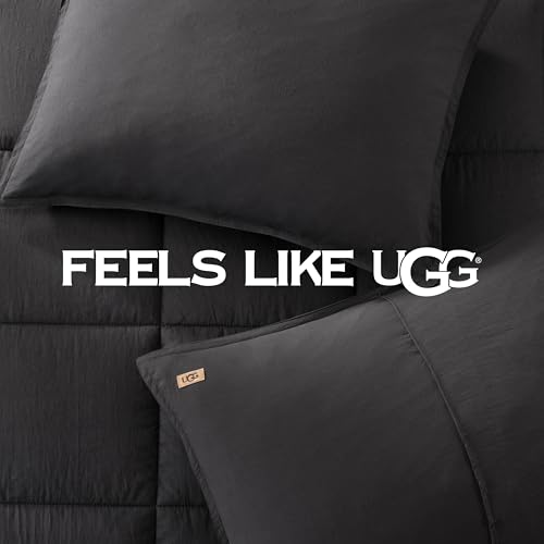 UGG Leonora Queen Comforter Set, Lightweight, 3-Piece, Charcoal Gray