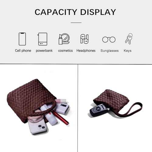 Image of Woven Tote Bag for Women with Coin Purse, Foldable Chain Small Crossbody Handbags, Fashion Shoulder Bag, Hobo Satchel
