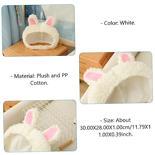 FRCOLOR Rabbit Ear Plush Hat for Stylish Casual Daily Wear Cute Bunny Ears for Outdoor Activities and Fashion Accessory for Cold Weather White4