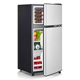 FOHERE Kühlschrank mit Gefrierfach 76L, 26 L Gefrierfach | 50 L Kühlschrank Klein für Schlafzimmer, 7-Stufen Thermostat, Energieeffizien, 43 dB für Wohnheime, Wohnungen