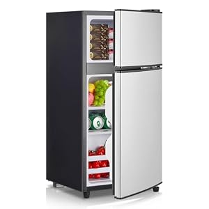 FOHERE Kühlschrank mit Gefrierfach 76L, 26 L Gefrierfach | 50 L Kühlschrank Klein für Schlafzimmer, 7-Stufen Thermostat, Energieeffizien, 43 dB für Wohnheime, Wohnungen