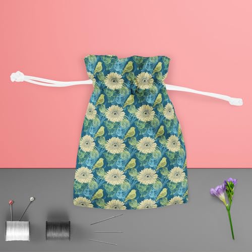 Image of ArtzFolio Handdrawn Birds | Pouch Wrist Potli Bag | Bag for Weddings & Casual Parties