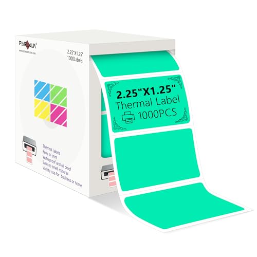PARLAIM 2.25x1.25 Thermal Labels,1000 Labels Rectangular Direct Thermal Stickers Labels Roll Compatible Thermal Printer, Mailing Labels, Shipping Labels Self-Adhesive Direct Thermal Labels (Aqua)