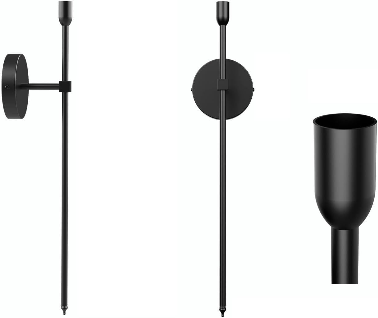 Wall Candle Sconces Set of 2 with LED Candles - Black 31IN