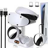 Frusde para PSVR2 Carga Estación, PSVR 2 Controlador Carga Base con VR Headset Soporte, PS VR2 Sense Controlador Cargador con Luz LED, Cierres Magnéticos y Cable Tipo-C