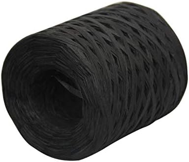 NUANNUAN Black Raffia Paper Ribbon Craft Packing Twine Strings, 200M/Roll DIY Flower Bouquets Festival Gifts Wrapping Scrapbooking Card Making Supply for Artworks Party Favor Embellishments