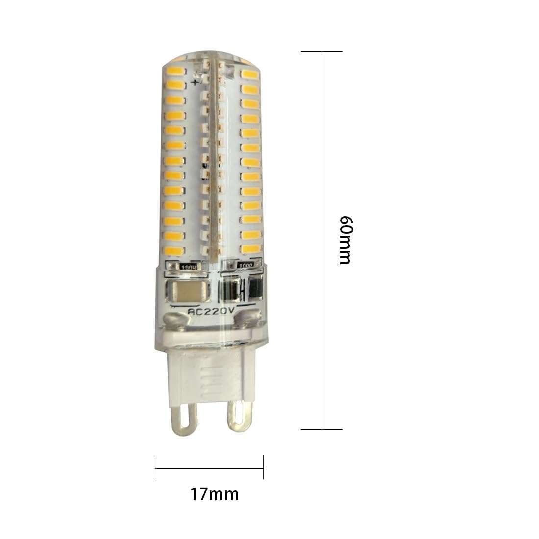 HHF Illuminazione domestica, Confezione da 50, lampadario a LED AC220V G9 9W SMD3014 104leds 360 gradi lampadina LED lampada di mais(Natural Light)