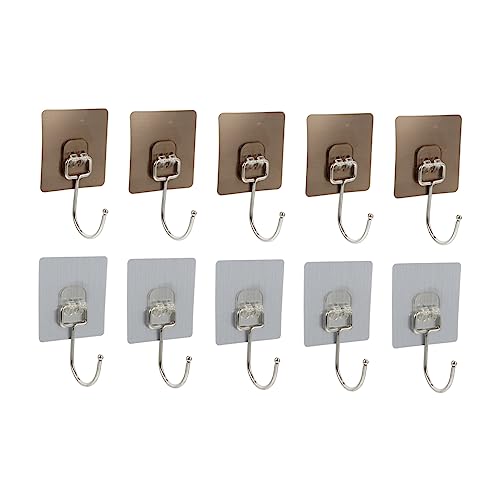 SOESFOUFU 10pcs Wall Mounted Self Adhesive Hooks for Kitchen and Bathroom Durable Sticky Hangers for Coats Towels Handbags and Umbrellas Smooth Surface Easy Installation