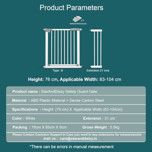 Image of StarAndDaisy Baby Safety Gate for Kids Home Children Stair Barricade Door with Two Way Auto Close, No Dril Requried Retractable Door with Adjustable Linkage Lock.