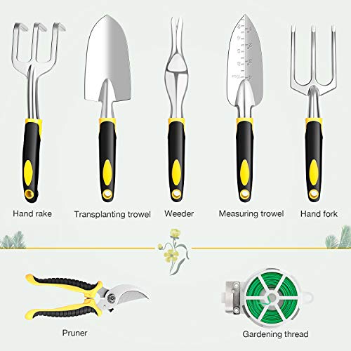 WEWILL Garden Tools Set Gardening Tool Kits Heavy Duty Aluminum Hand Tools Kits with Sprayer,Weeder,Garden Gloves & Garden Handbag and More, Gardening Gifts for Women & Men - Thumbnail 7
