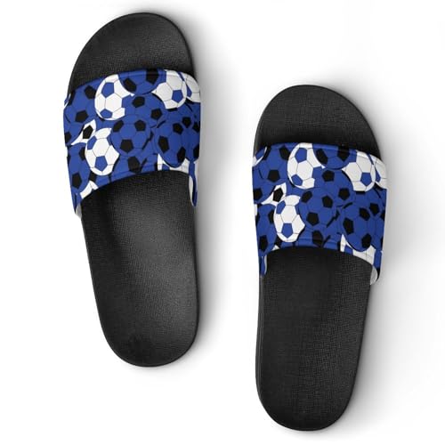 Dark Blue Soccer Ball Slippers for Women Rubber Slides Womens Sandal Slippers