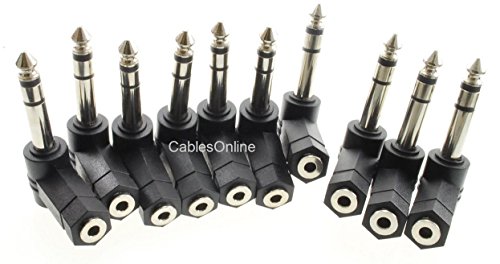 10 adaptadores estéreo 3.5mm hembra a 1/4" macho miniatura 2