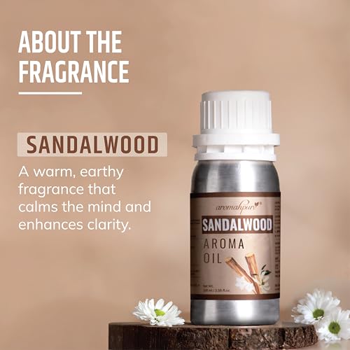 Image of Aromahpure Sandalwood Aroma Oil | 100ml Undiluted & Natural | Long-Lasting Scent for Aromatherapy, Candle & Soap Making, Diffusers, Room Freshener, Humidifier, Bathroom Revitalizer & Home Essentials
