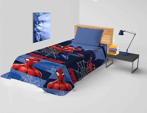 Spiderman - Colcha para Cama Individual Disney, Colcha primaveral no Acolchada, Colcha Individual para niño, 170 x 270 cm, 100% algodón, Disney, Marvel