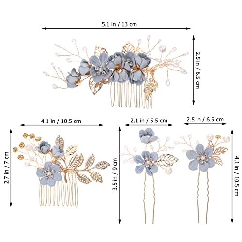 minkissy 4 Pcs Chapelaria Casamento Bobby Para Noiva Grampo De Pérola Cabelo De Noiva Flor Toucas De