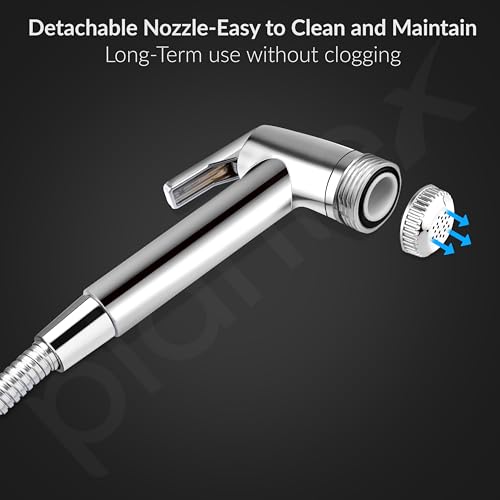 Image of Plantex Jet Spray for Toilet /ABS Health Faucet with 1 Meter Shower Hose Pipe and Wall Hook /Health Faucet Set for Bathroom /Hand Gun for Toilet - (Jecquar, Chrome)