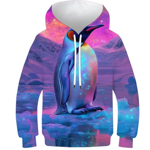 Sweat à capuche pingouin 3D pour enfant de 11 à 13 ans