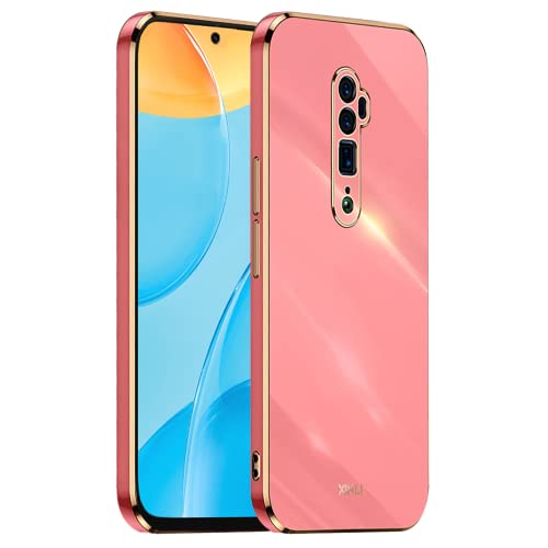 HONLEN Funda para OPPO Reno10x Zoom (6.6' Inches), Carcasa de TPU de Silicona Suave, Diseño de Marco de Galvanoplastia - Rojo